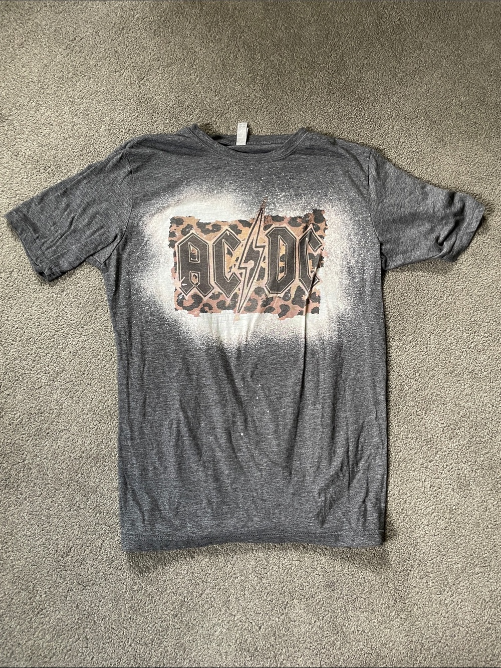 Next Level Apparel Gray AC/DC Tee with Leopard Graphic